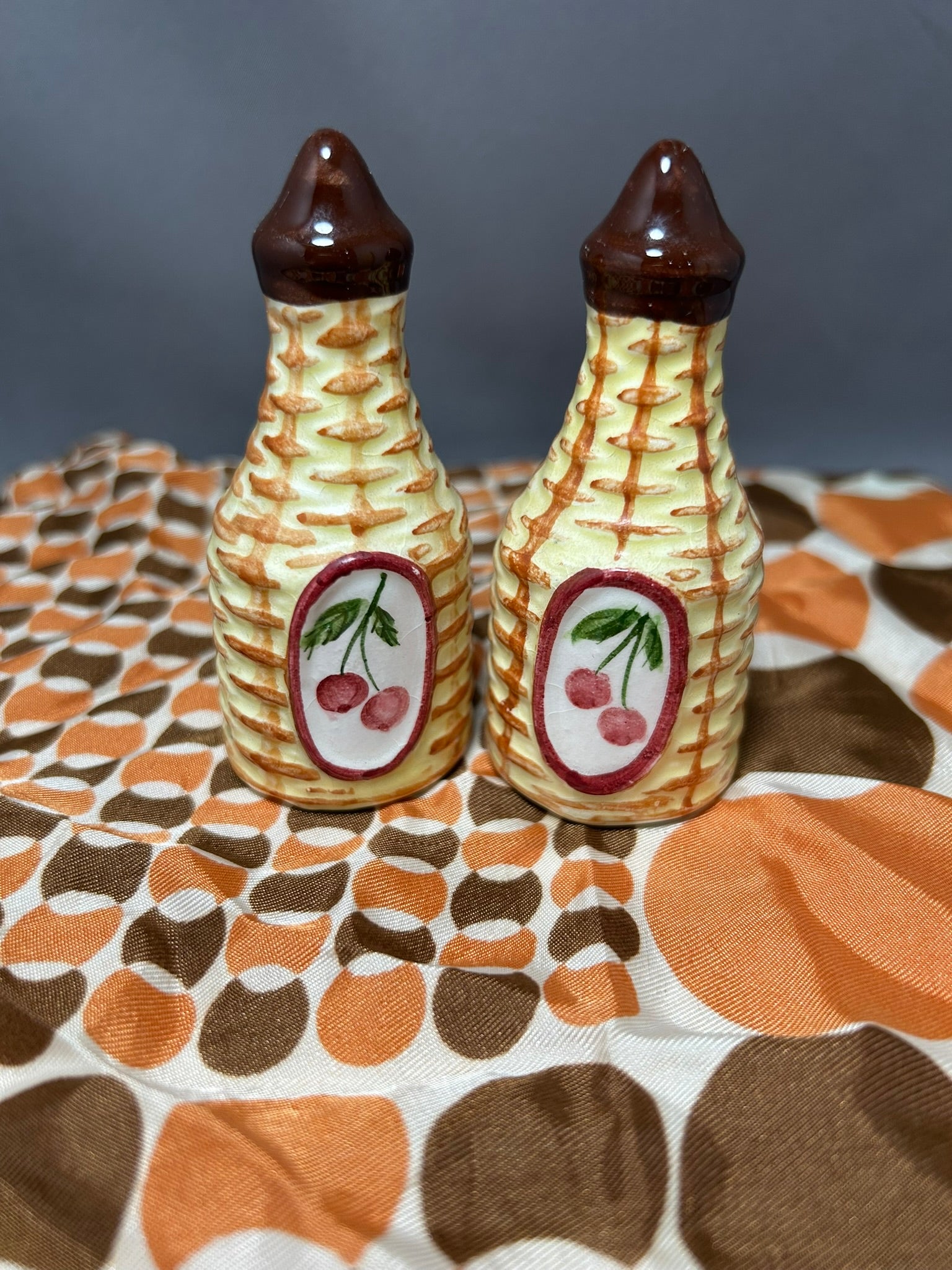 Condiment Bottles with Cherries S&P set - JAPAN
