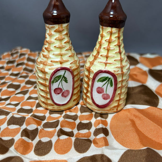 Condiment Bottles with Cherries S&P set - JAPAN